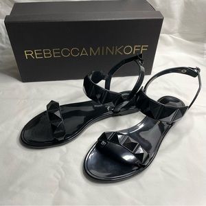 Rebecca Minkoff Jana Black Jelly Studded Sandals Size 8